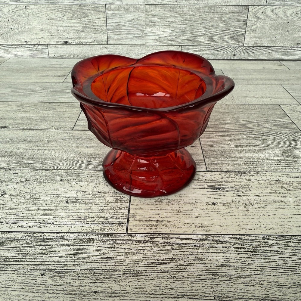 Viking Glass Red Amberina Cabbage Leaf Fairy Lamp BASE ONLY